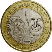 Austria 50 Schilling 125th Anniversary of Ferdinand Porsche) 2000 KM# 3070 FERDINAND PORSCHE 1875 1951 2000 100 JAHRE LOHNER PORSCHE coin reverse Austria 50 Schilling 125th Anniversary of Ferdinand Porsche) 2000 KM# 3070 FERDINAND PORSCHE 1875 1951 2000 100 JAHRE LOHNER PORSCHE coin reverse