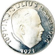 Austria 50 Schilling Julius Raab 1971 Proof KM# 2911 1981 ING JULIUS RAAB 1964 1971 coin reverse