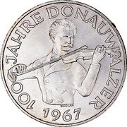 Austria 50 Schilling Centennial of the Blue Danube Waltz 1967 Proof KM# 2902 100 JAHRE DONAUWALZER 1967 coin reverse Austria 50 Schilling Centennial of the Blue Danube Waltz 1967 Proof KM# 2902 100 JAHRE DONAUWALZER 1967 coin reverse
