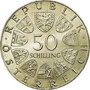 Austria 50 Schilling Vienna International Flower show 1974 Proof KM# 2919 REPUBLIK 50 SCHILLING ÖSTERREICH coin obverse Austria 50 Schilling Vienna International Flower show 1974 Proof KM# 2919 REPUBLIK 50 SCHILLING ÖSTERREICH coin obverse