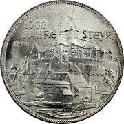 Austria 500 Schilling Millennium of Steyr 1980 KM# 2947 1000 JAHRE STEYR 1980 coin reverse Austria 500 Schilling Millennium of Steyr 1980 KM# 2947 1000 JAHRE STEYR 1980 coin reverse