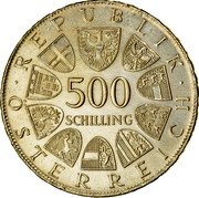 Austria 500 Schilling 200th Anniversary - Religious Tolerance 1981 KM# 2954 500 SCHILLING REPUBLIK ÖSTERREICH coin obverse Austria 500 Schilling 200th Anniversary - Religious Tolerance 1981 KM# 2954 500 SCHILLING REPUBLIK ÖSTERREICH coin obverse