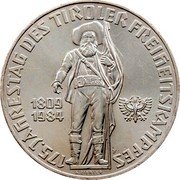 Austria 500 Schilling 175th Anniversary - Tirolean Revolution 1984 KM# 2966 175. JAHRESTAG DES TIROLER FREIHEITSKAMPFES 1809 1984 coin reverse Austria 500 Schilling 175th Anniversary - Tirolean Revolution 1984 KM# 2966 175. JAHRESTAG DES TIROLER FREIHEITSKAMPFES 1809 1984 coin reverse