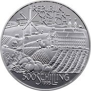 Austria 500 Schilling (Austrian Hill Country) KM# 3025 ÖSTERREICH 500 SCHILLING 1995 coin obverse Austria 500 Schilling (Austrian Hill Country) KM# 3025 ÖSTERREICH 500 SCHILLING 1995 coin obverse