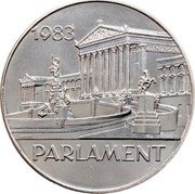 Austria 500 Schilling (Centennial - Parliament Building) KM# 2964 1983 PARLAMENT coin reverse Austria 500 Schilling (Centennial - Parliament Building) KM# 2964 1983 PARLAMENT coin reverse