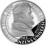 Austria 500 Schilling (400th Anniversary - Graz University) KM# 2971 CAROLVS D.G. ARCHIDVX AVSTRIÆ  1985 400 JAHRE KARL-FRANZENS-UNIVERSITÄT GRAZ coin reverse