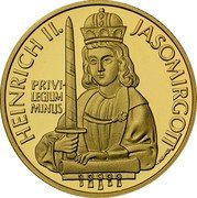 Austria 500 Schilling Heinrich II Jasomirgott 1996 Proof KM# 3032 HEINRICH II. JASOMIRGOTT PRIVILEGIUM MINUS coin reverse Austria 500 Schilling Heinrich II Jasomirgott 1996 Proof KM# 3032 HEINRICH II. JASOMIRGOTT PRIVILEGIUM MINUS coin reverse