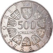 Austria 500 Schilling Centennial - Death of Fanny Elssler) 1984 KM# 2969 100 TODESTAG VON FANNY ELSSLER 1984 coin reverse Austria 500 Schilling Centennial - Death of Fanny Elssler) 1984 KM# 2969 100 TODESTAG VON FANNY ELSSLER 1984 coin reverse