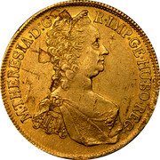 Austria 6 Ducat Maria Theresia 1765 WI KM# 1845 M THERESIA D G R IMP GE HU BO REG coin obverse
