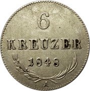 Austria 6 Kreuzer (Ferdinand I) KM# 2199 6 KREUZER 1848 coin reverse Austria 6 Kreuzer (Ferdinand I) KM# 2199 6 KREUZER 1848 coin reverse