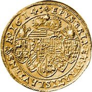 Austria 7 Ducat Karl 1614 KM# 16 EPVS BRIX ET WRATISLAVIENS A 1614 coin reverse Austria 7 Ducat Karl 1614 KM# 16 EPVS BRIX ET WRATISLAVIENS A 1614 coin reverse