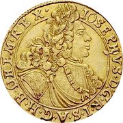 Austria Ducat Joseph I 1711 IIP KM# 1506 IOSEPHVS D G R I S A G H B OHEM REX coin obverse Austria Ducat Joseph I 1711 IIP KM# 1506 IOSEPHVS D G R I S A G H B OHEM REX coin obverse
