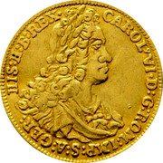 Austria Ducat Karl VI Graz 1722 KM# 1557 CAROL VI D G ROM IMP S A GER HISP HV B REX coin obverse Austria Ducat Karl VI Graz 1722 KM# 1557 CAROL VI D G ROM IMP S A GER HISP HV B REX coin obverse
