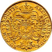Austria Ducat Charles VI 1734 KM# 1655 ARCHID AUST DUX BU COM TYROL coin reverse