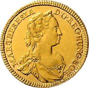 Austria Ducat Maria Theresia Vienna 1742 KM# 1696 MAR THERESIA D G REG HUNG BOH coin obverse Austria Ducat Maria Theresia Vienna 1742 KM# 1696 MAR THERESIA D G REG HUNG BOH coin obverse