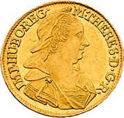 Austria Ducat Maria Theresia 1774 C-A KM# 1842 M THERES D G R IMP HU BO REG coin obverse Austria Ducat Maria Theresia 1774 C-A KM# 1842 M THERES D G R IMP HU BO REG coin obverse