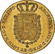 Austria Ducat Leopoldo II 1790 A KM# 1882 ARCHIDVX AVST D BVRG ET LOTH MAG D HET 1790 coin reverse Austria Ducat Leopoldo II 1790 A KM# 1882 ARCHIDVX AVST D BVRG ET LOTH MAG D HET 1790 coin reverse