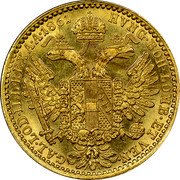 Austria Ducat Franz Joseph I 1861 A KM# 2264 HVNG·BOH·LOMB·ET VEN· GAL·LOD·ILL·REX·A·A·1863 coin reverse Austria Ducat Franz Joseph I 1861 A KM# 2264 HVNG·BOH·LOMB·ET VEN· GAL·LOD·ILL·REX·A·A·1863 coin reverse