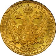 Austria Ducat Franz Joseph I 1866 E KM# 2265 HVNG BOH.LOMB ET VEN.GAL.LOD.ILL.REX.A.A. 1866 coin reverse Austria Ducat Franz Joseph I 1866 E KM# 2265 HVNG BOH.LOMB ET VEN.GAL.LOD.ILL.REX.A.A. 1866 coin reverse