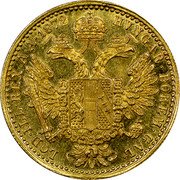 Austria Ducat Franz Joseph I 1872 A KM# 2266 HVNGAR·BOHEM·GAL·LOD·ILL·REX·A·A·1868 coin reverse Austria Ducat Franz Joseph I 1872 A KM# 2266 HVNGAR·BOHEM·GAL·LOD·ILL·REX·A·A·1868 coin reverse