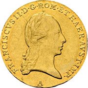 Austria Ducat (Franz II) KM# 2167 FRANCISCVS II. D.G.ROM. ET HAER. AVST.IMP. B coin obverse Austria Ducat (Franz II) KM# 2167 FRANCISCVS II. D.G.ROM. ET HAER. AVST.IMP. B coin obverse