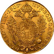 Austria Ducat (Franz I) KM# 2168 HVN. BOH. GAL.REX. A.A. // D.LO.SAL.WIRC. coin reverse Austria Ducat (Franz I) KM# 2168 HVN. BOH. GAL.REX. A.A. // D.LO.SAL.WIRC. coin reverse