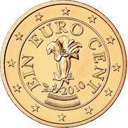 Austria Euro Cent Gentian 2010 KM# 3082 EIN EURO CENT 2008 coin obverse