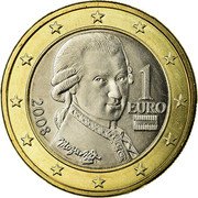 Austria Euro Mozart 2008 KM# 3142 1 EURO MOZART 2008 coin obverse Austria Euro Mozart 2008 KM# 3142 1 EURO MOZART 2008 coin obverse