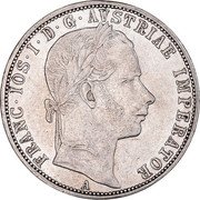 Austria Florin Franz Joseph I 1859 A KM# 2219 FRANC·IOS·I·D·G·AUSTRIAE IMPERATOR A coin obverse Austria Florin Franz Joseph I 1859 A KM# 2219 FRANC·IOS·I·D·G·AUSTRIAE IMPERATOR A coin obverse