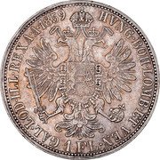 Austria Florin Franz Joseph I 1859 A KM# 2219 HVNG·BOH·LOMB·ET VEN· 1FL GAL·LOD·ILL·REX A·A· coin reverse Austria Florin Franz Joseph I 1859 A KM# 2219 HVNG·BOH·LOMB·ET VEN· 1FL GAL·LOD·ILL·REX A·A· coin reverse