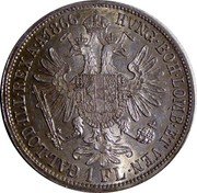 Austria Florin Franz Joseph I 1866 A KM# 2220 HVNG·BOH·LOMB·ET VEN· GAL·LOD·ILL·REX A·A·1866 1 FL coin reverse Austria Florin Franz Joseph I 1866 A KM# 2220 HVNG·BOH·LOMB·ET VEN· GAL·LOD·ILL·REX A·A·1866 1 FL coin reverse