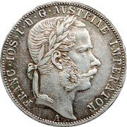 Austria Florin Franz Joseph I 1871 A KM# 2221 FRANC·IOS·I·D·G·AVSTRIAE IMPERATOR A coin obverse Austria Florin Franz Joseph I 1871 A KM# 2221 FRANC·IOS·I·D·G·AVSTRIAE IMPERATOR A coin obverse