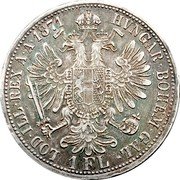 Austria Florin Franz Joseph I 1871 A KM# 2221 HUNGAR·BOHEM·GAL· LOD·ILL·REX A·A·1871 1 FL coin reverse Austria Florin Franz Joseph I 1871 A KM# 2221 HUNGAR·BOHEM·GAL· LOD·ILL·REX A·A·1871 1 FL coin reverse