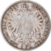 Austria Florin Franz Joseph I 1887 KM# 2222 HUNGAR· BOHEM· GAL· (1 FL) LOD· ILL· REX A· A· 1886 coin reverse