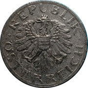 Austria Groschen Imperial Eagle 1947 Includes coins dated 1947, minted 1948-1950 KM# 2873 REPUBLIK ÖSTERREICH coin obverse Austria Groschen Imperial Eagle 1947 Includes coins dated 1947, minted 1948-1950 KM# 2873 REPUBLIK ÖSTERREICH coin obverse