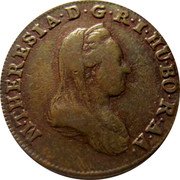 Austria Kreuzer Maria Theresia 1780 S KM# 1995 M THERESIA D G R I HU BO R A A coin obverse Austria Kreuzer Maria Theresia 1780 S KM# 1995 M THERESIA D G R I HU BO R A A coin obverse
