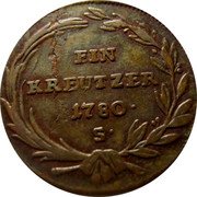 Austria Kreuzer Maria Theresia 1780 S KM# 1995 EIN KREUTZER 1780. K coin reverse Austria Kreuzer Maria Theresia 1780 S KM# 1995 EIN KREUTZER 1780. K coin reverse