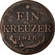 Austria Kreuzer Franz I 1816 B KM# 2113 * EIN KREUZER· 1816· A coin reverse Austria Kreuzer Franz I 1816 B KM# 2113 * EIN KREUZER· 1816· A coin reverse