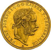Austria Krone Franz Joseph I 1866 A KM# 2255 FRANZ JOSEPH I.V.G.G.KAISER V.OESTERREICH A coin obverse Austria Krone Franz Joseph I 1866 A KM# 2255 FRANZ JOSEPH I.V.G.G.KAISER V.OESTERREICH A coin obverse