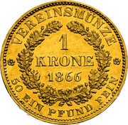 Austria Krone Franz Joseph I 1866 A KM# 2255 VEREINSMÜNZE 1 KRONE 1858 50 EIN PFUND FEIN coin reverse Austria Krone Franz Joseph I 1866 A KM# 2255 VEREINSMÜNZE 1 KRONE 1858 50 EIN PFUND FEIN coin reverse