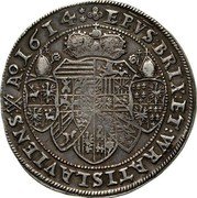 Austria Thaler Charles the Posthumous Plain Mozzetta 1614 KM# 6 EPVS BRIX ET WRATISLAVIENS A° 1614 coin reverse