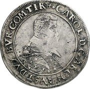 Austria 1 Thaler Karl 1618 KM# 7 CAROL D G ARCH AVST DVX BVR COM TIR coin obverse Austria 1 Thaler Karl 1618 KM# 7 CAROL D G ARCH AVST DVX BVR COM TIR coin obverse