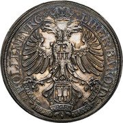 Austria Thaler Sigismund Ludwig 1641 KM# 7 LIBER BARO IN HOLLENBVRG SVB ALIS PRO TEGEN TIBVS TVIS coin reverse Austria Thaler Sigismund Ludwig 1641 KM# 7 LIBER BARO IN HOLLENBVRG SVB ALIS PRO TEGEN TIBVS TVIS coin reverse