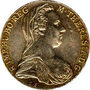 Austria Thaler Maria Theresia 1780 SF Restrike; 1853 to present KM# T1 M THERESIA D G R IMP HU BO REG S F coin obverse Austria Thaler Maria Theresia 1780 SF Restrike; 1853 to present KM# T1 M THERESIA D G R IMP HU BO REG S F coin obverse