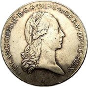 Austria Thaler Franz II 1800 KM# 2158 FRANCISCVS II D G R IMP S A GERM HV BO REX A coin obverse Austria Thaler Franz II 1800 KM# 2158 FRANCISCVS II D G R IMP S A GERM HV BO REX A coin obverse