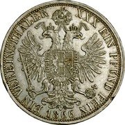 Austria Thaler Franz Joseph I 1866 A KM# 2245 EIN VEREINSTHALER XXX EIN PFEUND FEIN 1866 coin reverse Austria Thaler Franz Joseph I 1866 A KM# 2245 EIN VEREINSTHALER XXX EIN PFEUND FEIN 1866 coin reverse