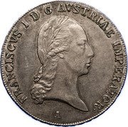 Austria Thaler (Franz I) KM# 2162 FRANCISCVS I D G AVSTRIAE IMPERATOR BU coin obverse Austria Thaler (Franz I) KM# 2162 FRANCISCVS I D G AVSTRIAE IMPERATOR BU coin obverse