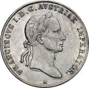 Austria Thaler (Franz I) KM# 2165 FRANSCISCUS I D G AVSTRIAE IMPERATOR coin obverse Austria Thaler (Franz I) KM# 2165 FRANSCISCUS I D G AVSTRIAE IMPERATOR coin obverse