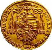 Austria 1/2 Ducat Johann Ernst von Thun 1690 KM# 256 IO ERNEST9 D G (1/2) ARCHIEP SAL S A L coin obverse Austria 1/2 Ducat Johann Ernst von Thun 1690 KM# 256 IO ERNEST9 D G (1/2) ARCHIEP SAL S A L coin obverse