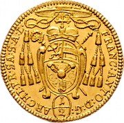 Austria 1/2 Ducat Franz Anton von Harrach 1709 KM# 298 FRANC ANTO D G 1/2 ARCHI PR SA S A L coin obverse Austria 1/2 Ducat Franz Anton von Harrach 1709 KM# 298 FRANC ANTO D G 1/2 ARCHI PR SA S A L coin obverse